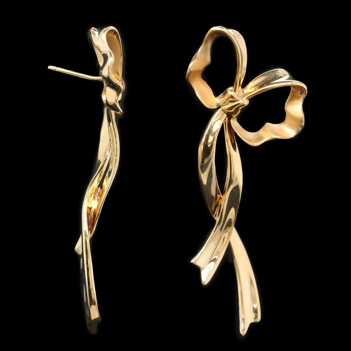 TIFFANY 18K Yellow Gold Bow Earrings 541483 | FASHIONPHILE