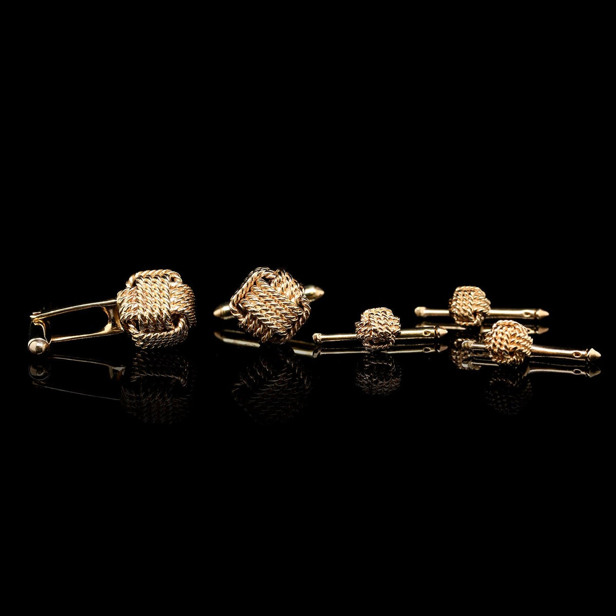 Larter & Sons 14K Yellow Gold Estate Knot Cufflinks and Button Studs