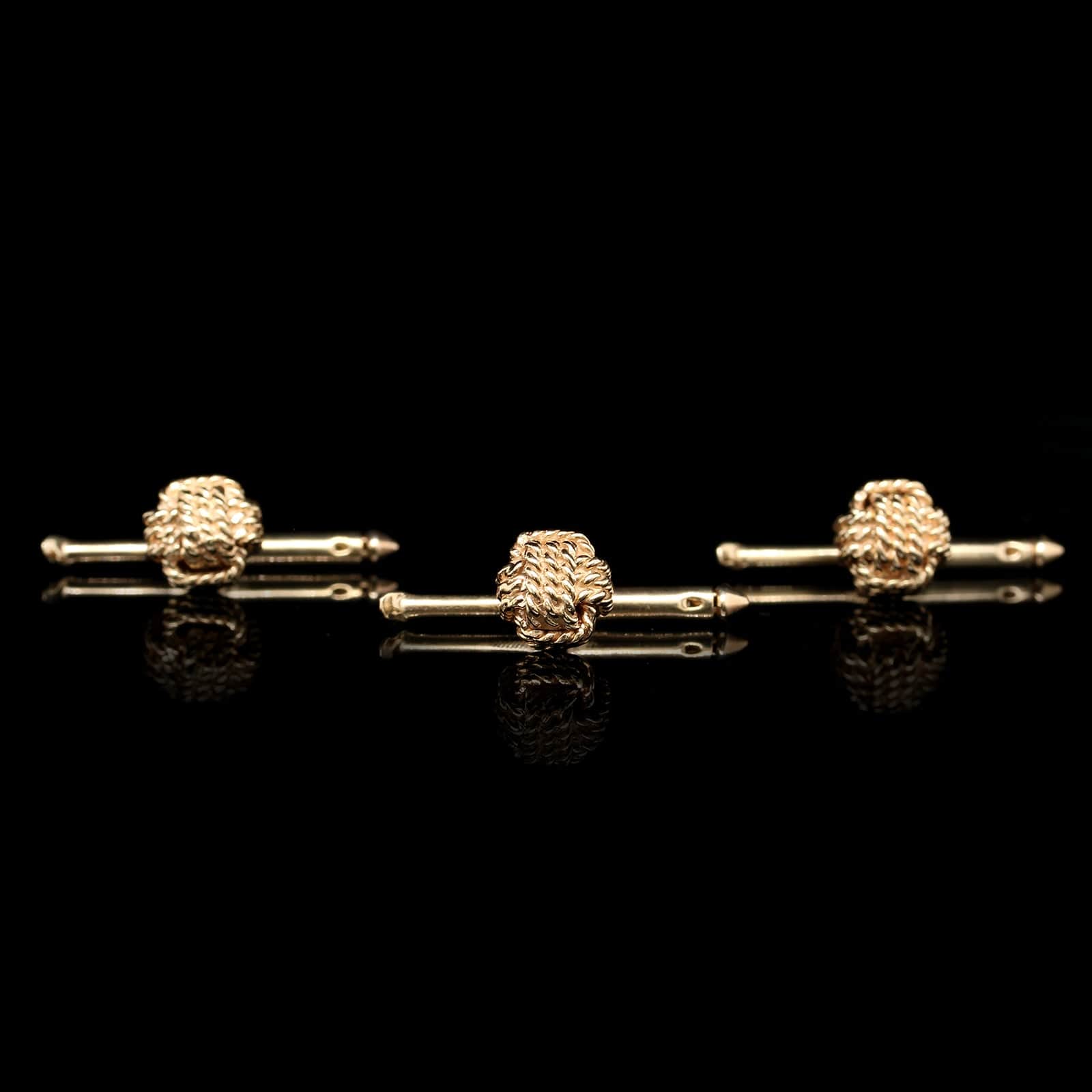 Larter & Sons 14K Yellow Gold Estate Knot Cufflinks and Button Studs