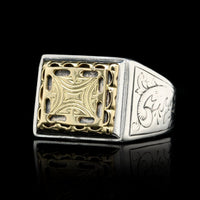 Konstantino Sterling Silver and 18K Yellow Gold Estate Men's Ring