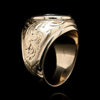 18K Yellow Gold Estate Black Star Sapphire Ring