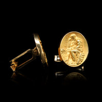 18K Yellow Gold Estate Greece Heracles God of Strength and Heroes Cufflinks
