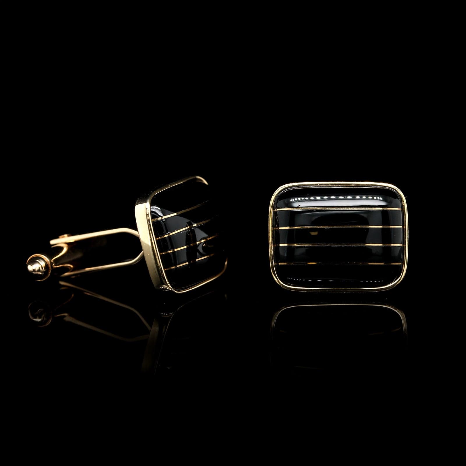 14K Yellow Gold Estate Black Onyx Cufflinks