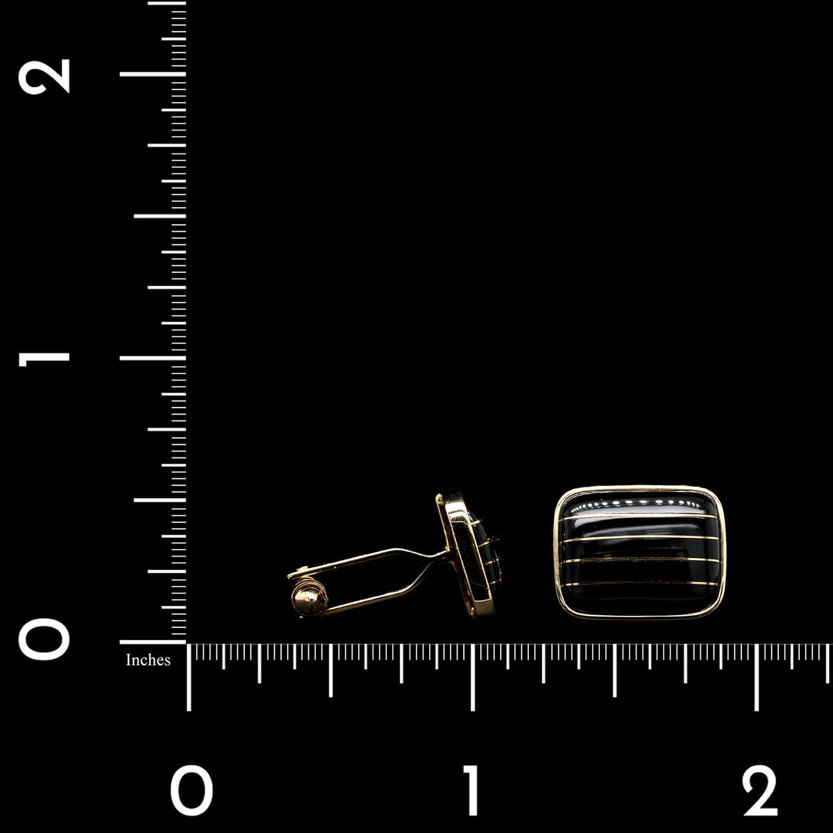 14K Yellow Gold Estate Black Onyx Cufflinks