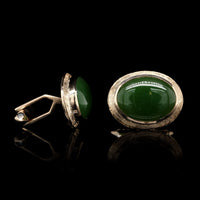 18K Yellow Gold Estate Nephrite Jade Cufflinks
