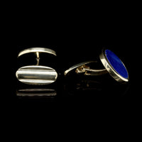 14K Yellow Gold Estate Lapis Cufflinks