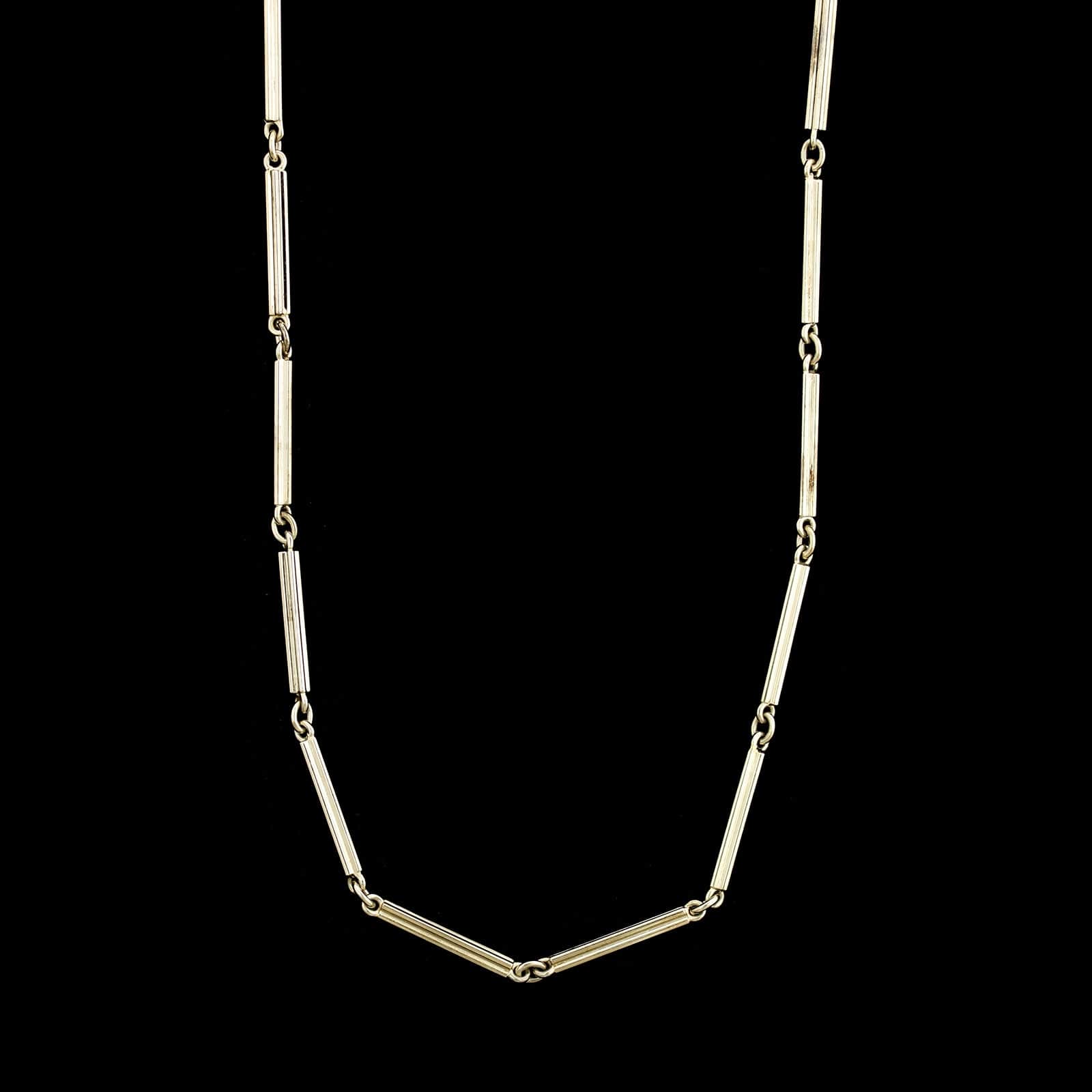 Antique 14K White Gold Estate Pocket Watch Chain