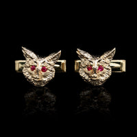 14K Yellow Gold Estate Fox Cufflink and Shirt Stud Set