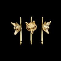 14K Yellow Gold Estate Fox Cufflink and Shirt Stud Set