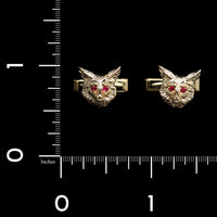 14K Yellow Gold Estate Fox Cufflink and Shirt Stud Set