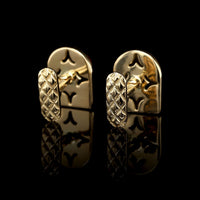 18K Yellow Gold Estate Blue and Red Enamel Cufflinks