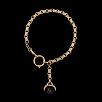 Antique 14K Rose Gold Estate Pocket Watch Chain and Fob