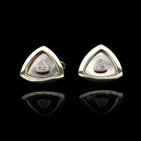 Dolan and Bullock 14K Yellow Gold Estate Mother of Pearl and Diamond Cufflinks