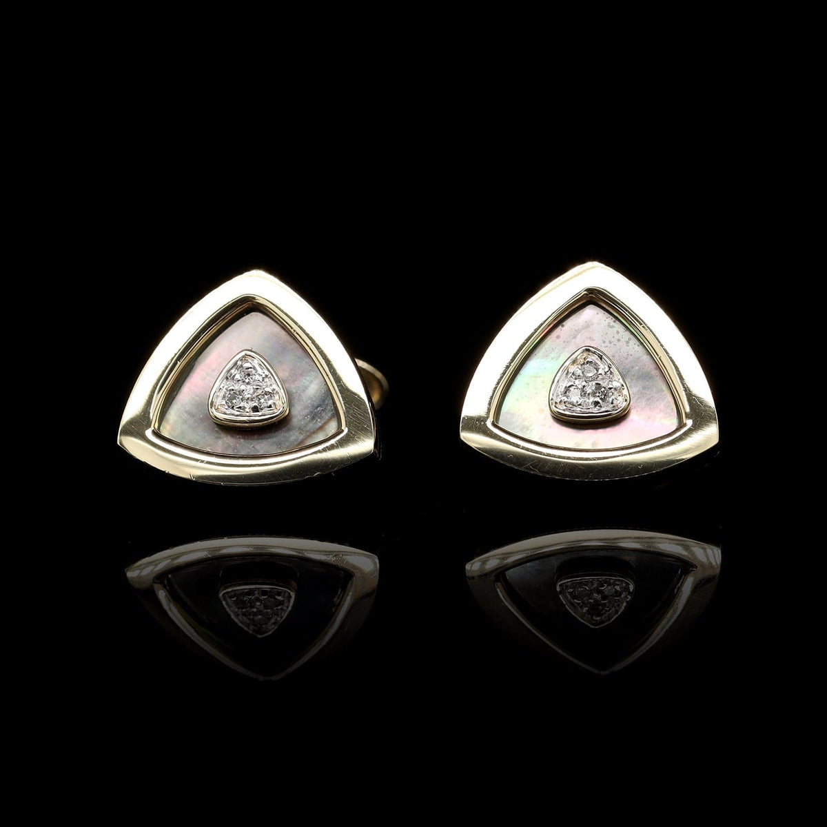 Dolan and Bullock 14K Yellow Gold Estate Mother of Pearl and Diamond Cufflinks