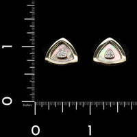 Dolan and Bullock 14K Yellow Gold Estate Mother of Pearl and Diamond Cufflinks