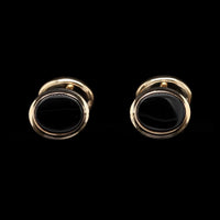 14K Yellow Gold Estate Double Link Onyx Cufflinks