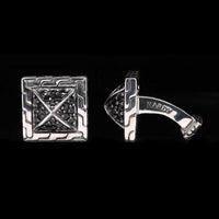 John Hardy Sterling Silver Estate Classic Chain Black Sapphire Cufflinks