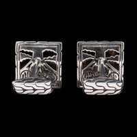 John Hardy Sterling Silver Estate Classic Chain Black Sapphire Cufflinks
