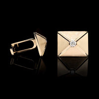 14K Yellow Gold Estate Diamond Cufflinks