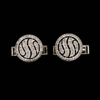 Vintage 14K White Gold Estate Onyx and Diamond Cufflinks
