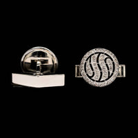 Vintage 14K White Gold Estate Onyx and Diamond Cufflinks