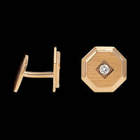 14K Yellow Gold Estate Diamond Cufflinks