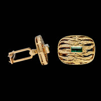 18K Yellow Gold Estate Emerald Cufflinks