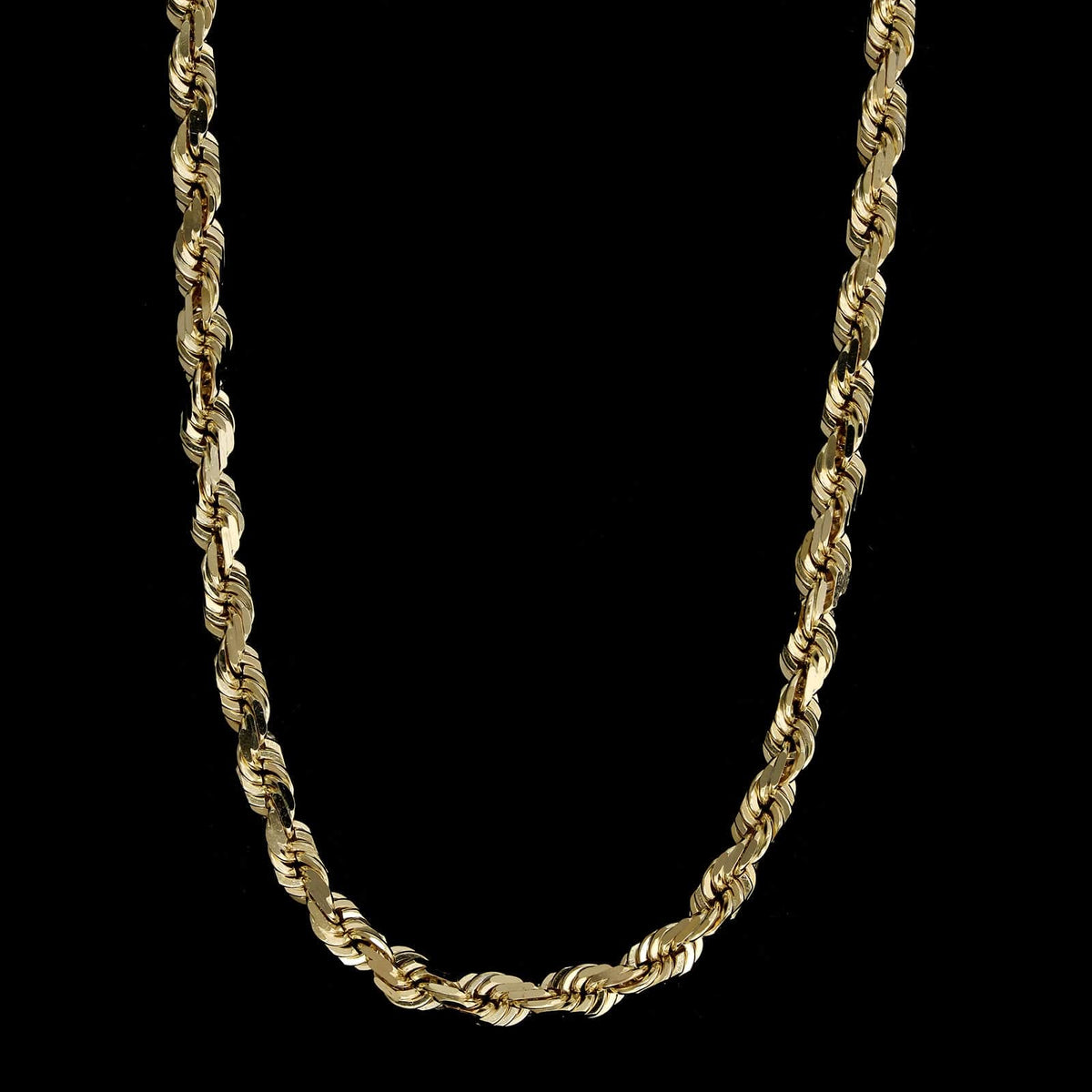 14K Yellow Gold Estate Diamond Cut Rope Chain