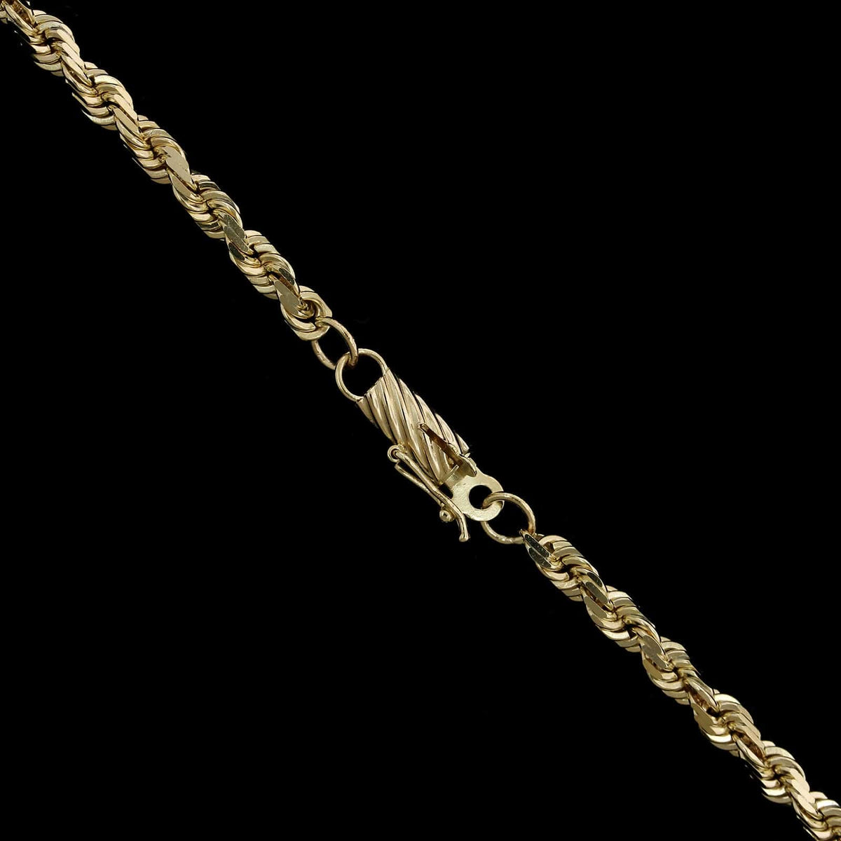 14K Yellow Gold Estate Diamond Cut Rope Chain