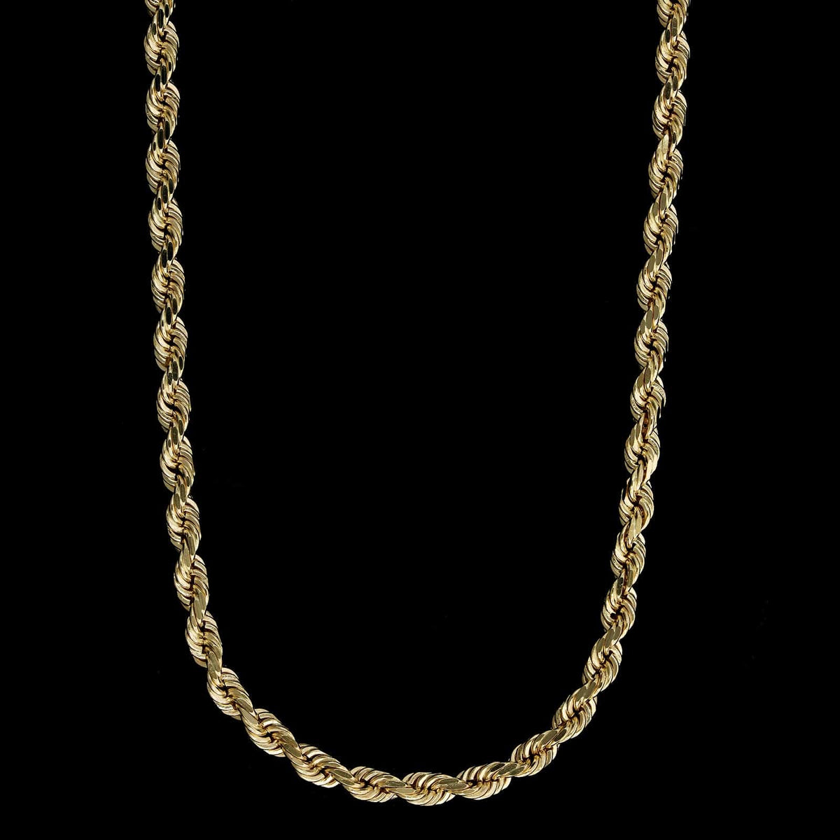 14K Yellow Gold Estate Diamond Cut Rope Chain