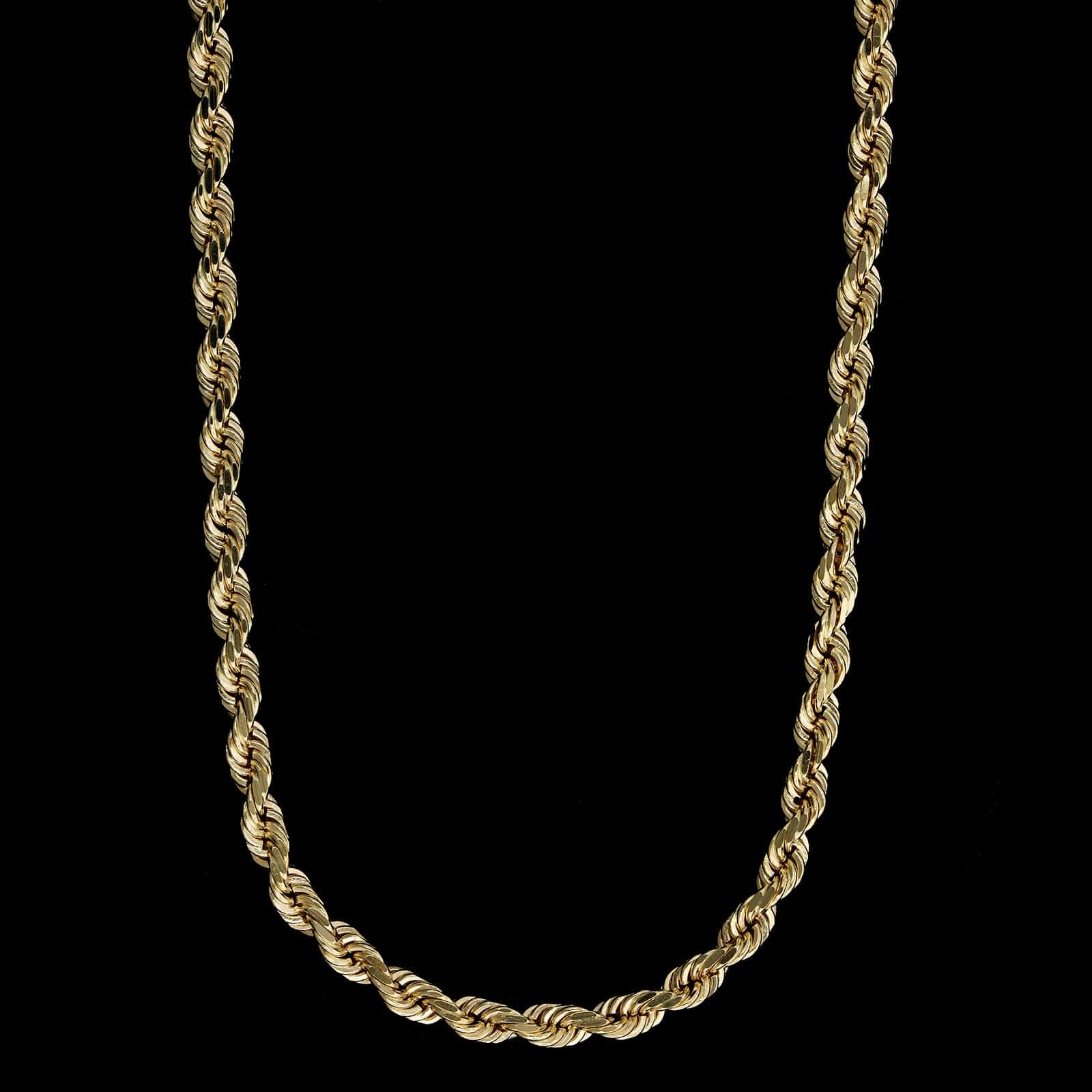 14K Yellow Gold Estate Diamond Cut Rope Chain