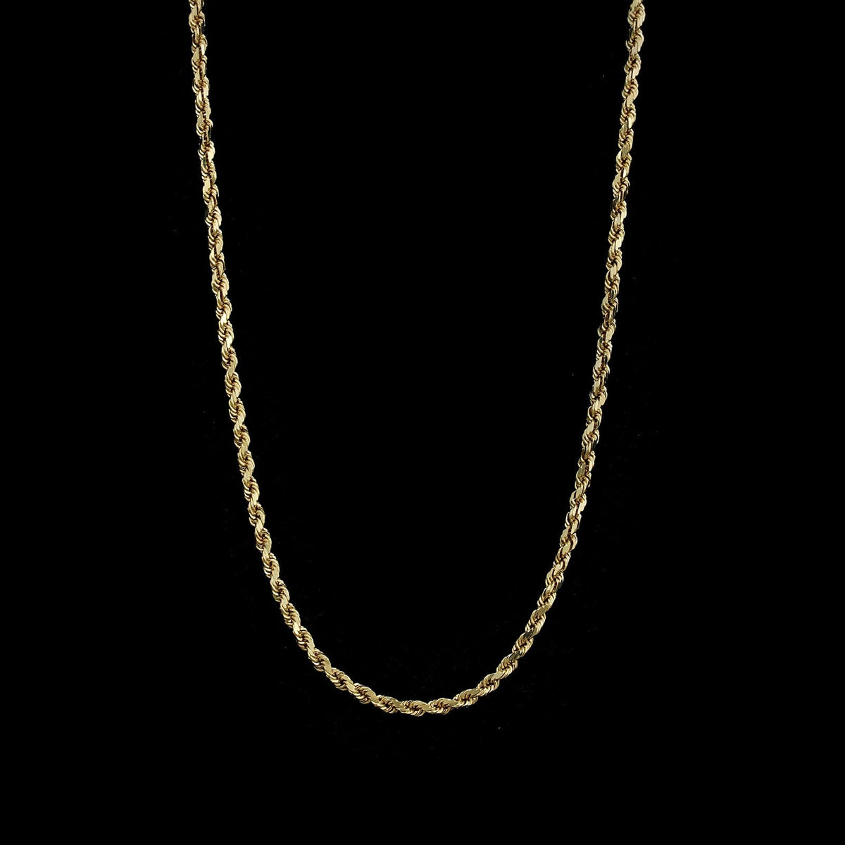 14K Yellow Gold Estate Diamond Cut Rope Chain