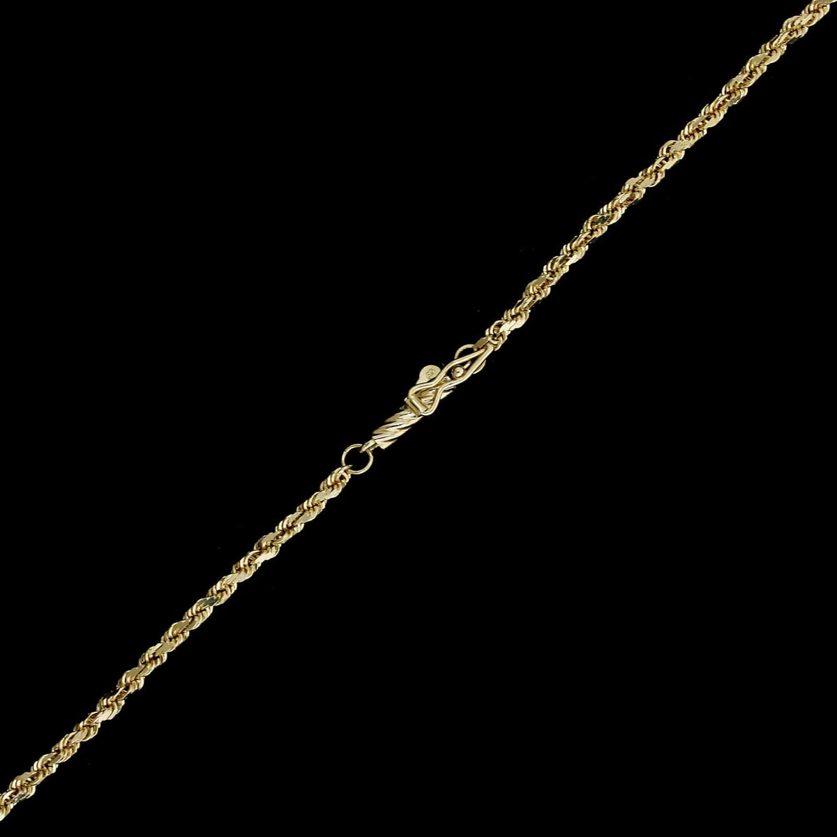14K Yellow Gold Estate Diamond Cut Rope Chain