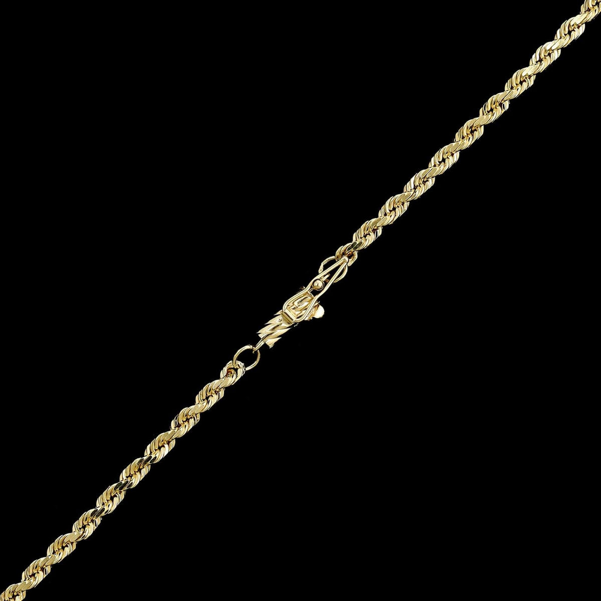 14K Yellow Gold Estate Diamond Cut Rope Chain