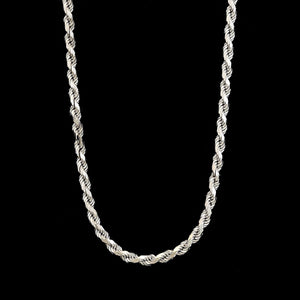 14K White Gold Estate Diamond Cut Rope Chain