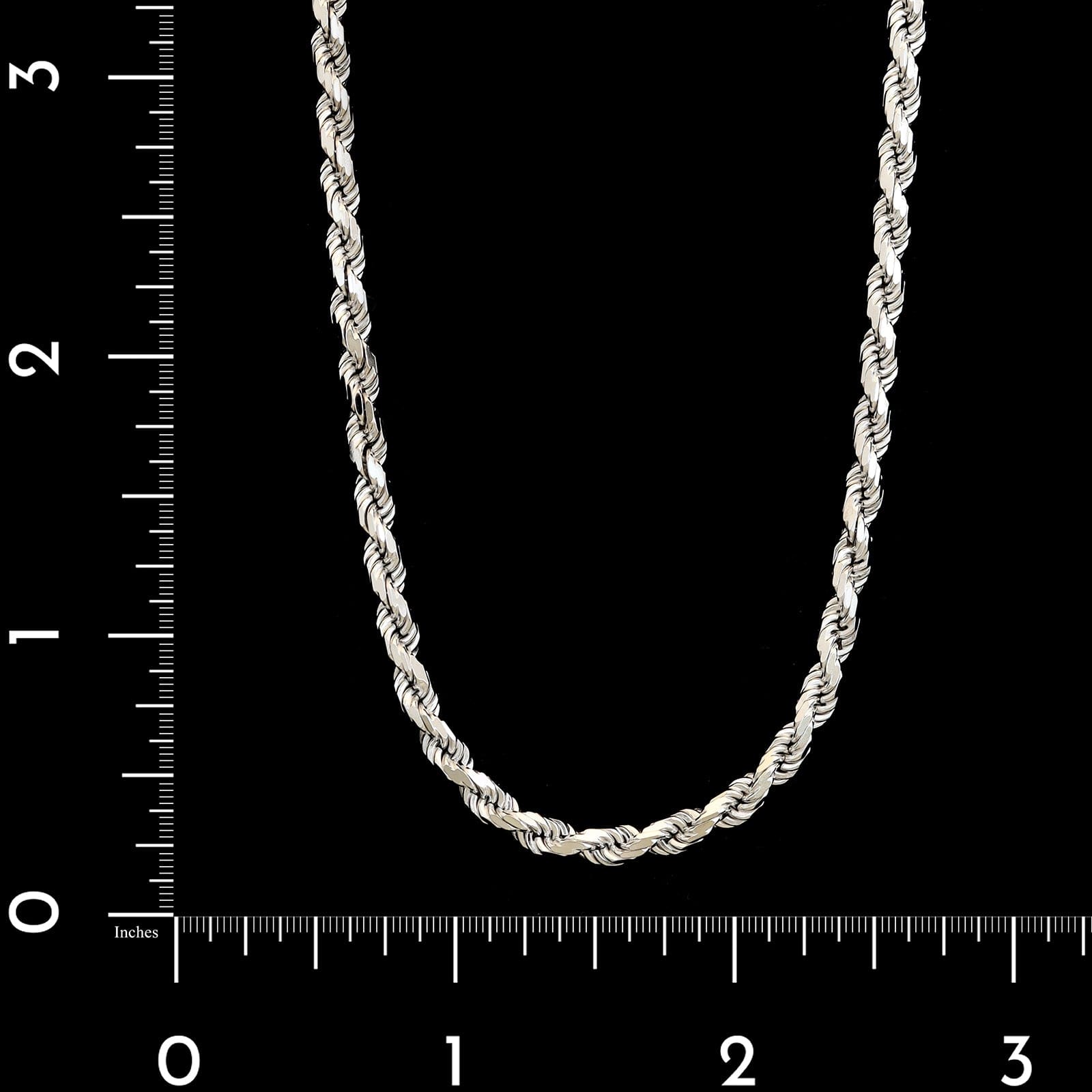 14K White Gold Estate Diamond Cut Rope Chain