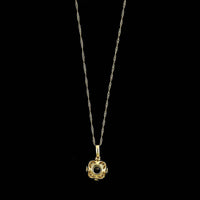 14K Yellow Gold Estate Tsavorite Garnet Diamond Halo Pendant Necklace