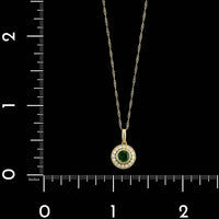 14K Yellow Gold Estate Tsavorite Garnet Diamond Halo Pendant Necklace