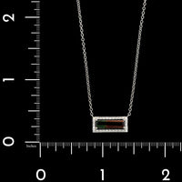 14K White Gold Estate Bi-Color Tourmaline and Diamond Pendant Necklace