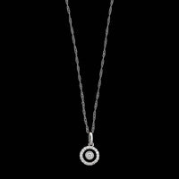 14K White Gold Estate Diamond Halo Pendant Necklace