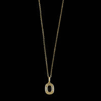 14K Yellow Gold Estate Green Sapphire and Diamond Halo Pendant Necklace