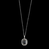 14K White Gold Estate Green Sapphire and Diamond Halo Pendant Necklace