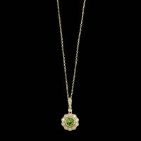 14K Yellow Gold Estate Peridot and Diamond Pendant Necklace