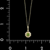 14K Yellow Gold Estate Peridot and Diamond Pendant Necklace
