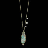 Meira.T 14K Yellow Gold Estate Ajoite and Diamond Necklace
