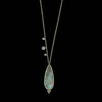 Meira.T 14K Yellow Gold Estate Ajoite and Diamond Necklace