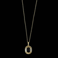 14K Yellow Gold Estate Green Sapphire and Diamond Pendant Necklace