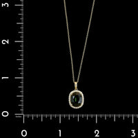 14K Yellow Gold Estate Green Sapphire and Diamond Pendant Necklace