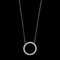 14K White Gold Estate Diamond Circle Pendant Necklace