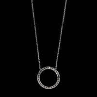 14K White Gold Estate Diamond Circle Pendant Necklace